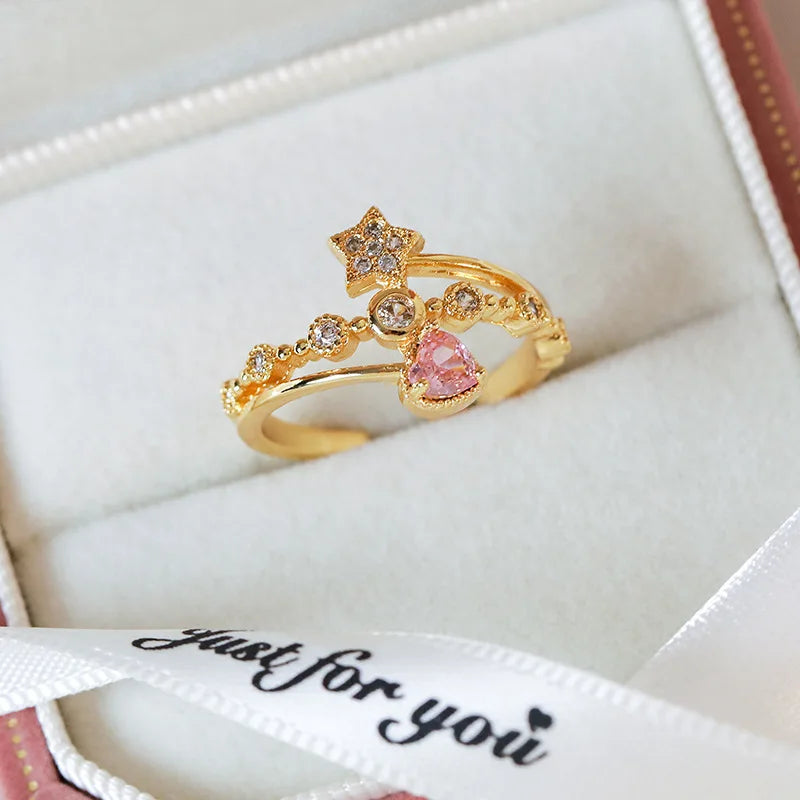 New Arrival Elegant and Luxurious Colored Zircon Inlaid Ring Fashion-forward Women Stylish Open Finger Ring with Colorful Zircon