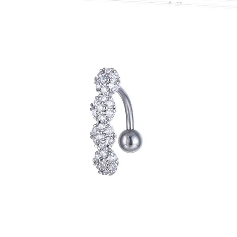 Snake Belly Button Ring Dangle Navel Piercing Ring Heart Belly Ring Zircon Navel Rings Body Piercing Jewelry Umbilical Pircing