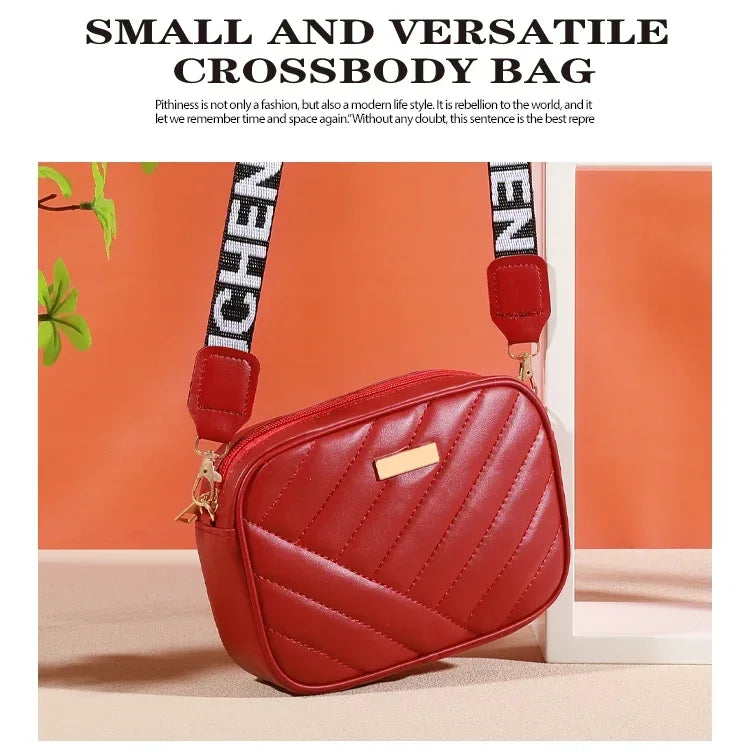 Trendy Solid Color Square Shoulder Bag, Quilted Detail Zipper Crossbody Bag For Women, Classic All-Match Wallet