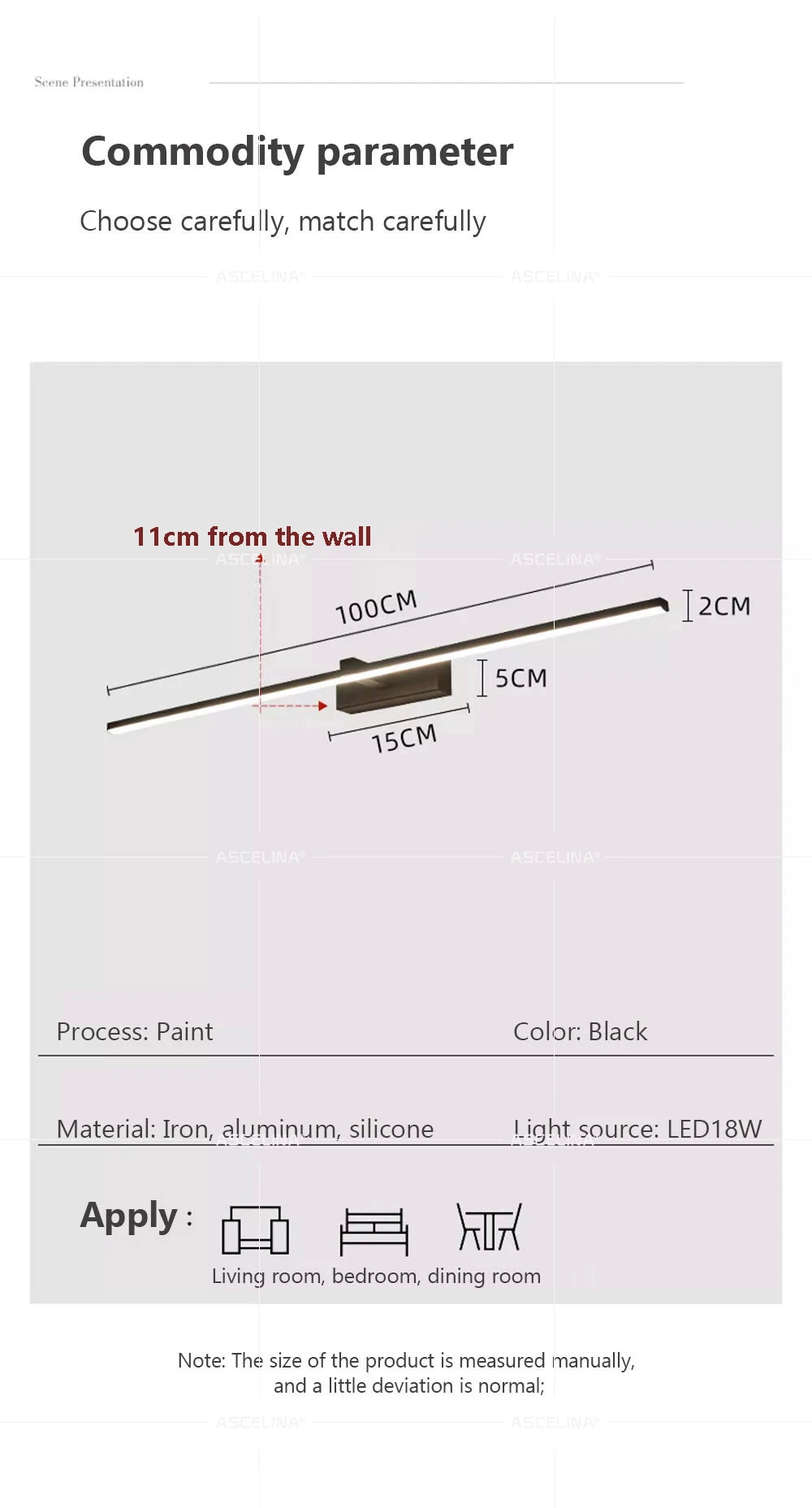 LED Wall Lamp 40/80/100cm Modern Mirror Decor Lighting Long Strip Light For Bathroom Washroom Kitchen Indoor Luminaire Lustre