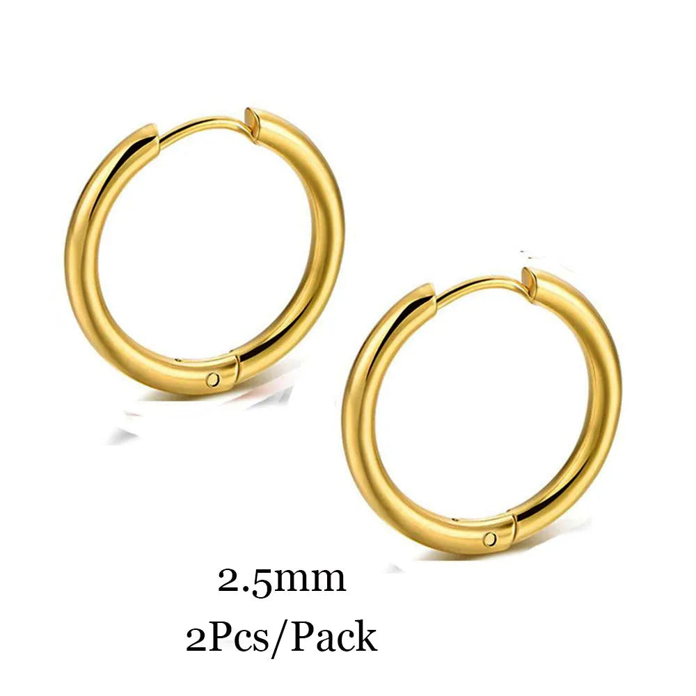 Minimalist Stainless Steel Huggie Hoop Earrings For Women Men Gold Color Tiny Round Circle Earring Punk Rock Statement Jewelry