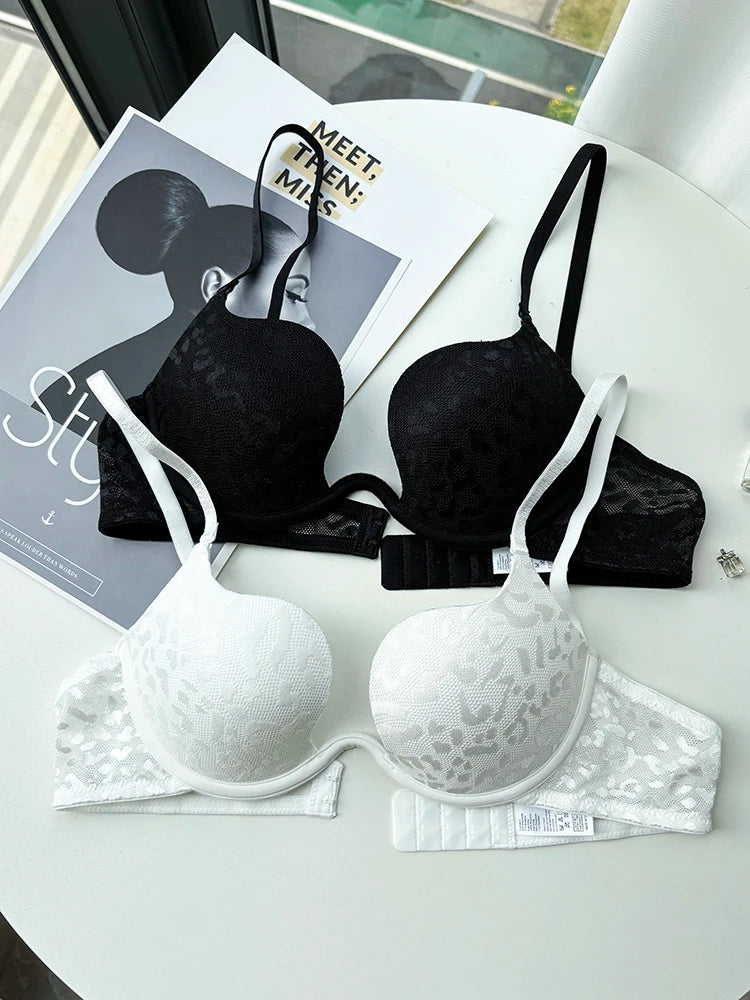 Women Invisible Deep U Lingerie Set Sexy Underwear Low Cut Push Up Open back Bra Intimates Female Bra Set Large size 90CD 95CD