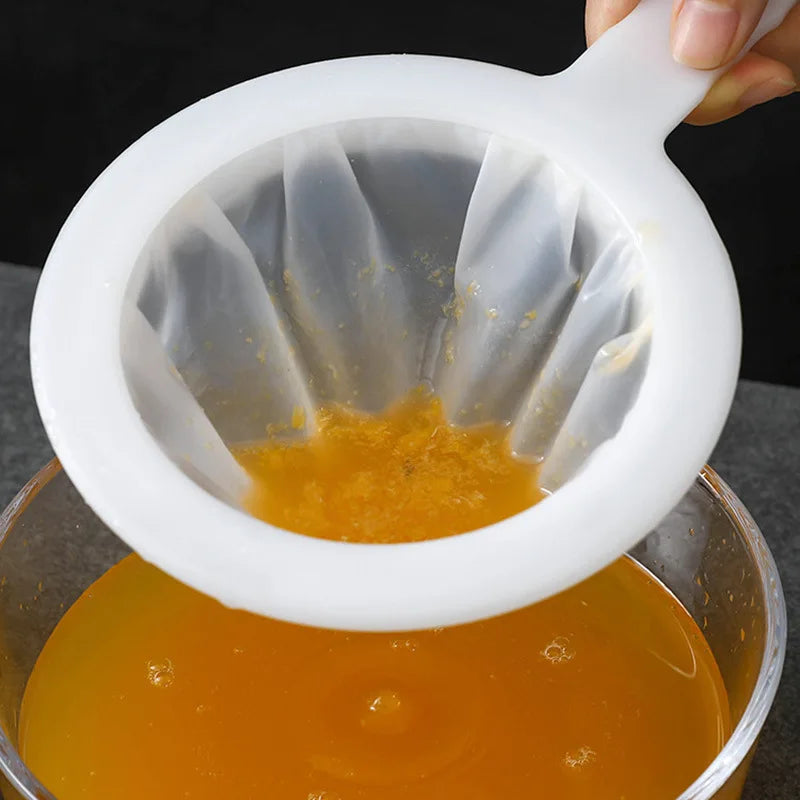 100/200/400 Mesh Washable Nylon Ultra Fine Filter Mesh Strainer Spoon Sieve Soy Milk Juice Coffee Tea Filter Kitchen Colander