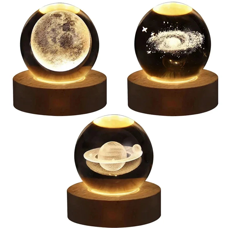Unique 3D Crystal Ball Lamp with Galaxy and Planetary Projections USB Night Light for Cozy Atmosphere plasma ball