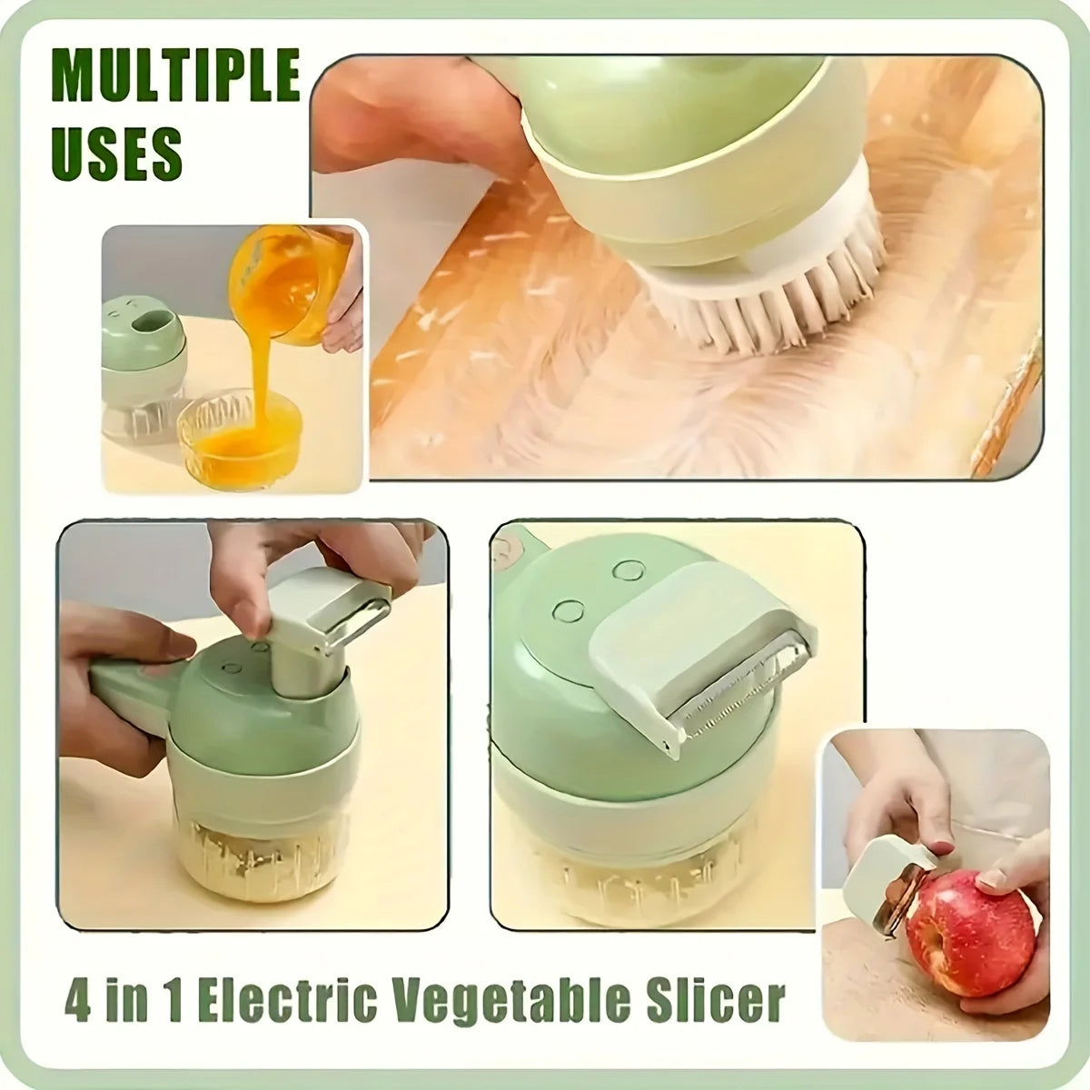 Portable Electric Vegetable Chopper Mini Food Processor Fruit Garlic Masher Cutter Slicer Kitchen Gadgets
