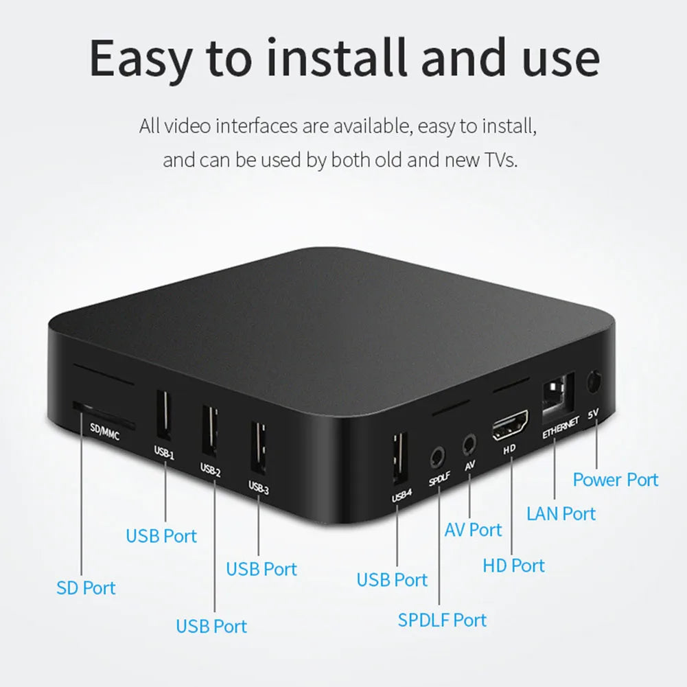 Android 12 Smart TV Box RK3228A Quad Core 2.4G&5G Dual WiF Home Video Player 4K HD Video Media Player RAM 1GB ROM 8GB