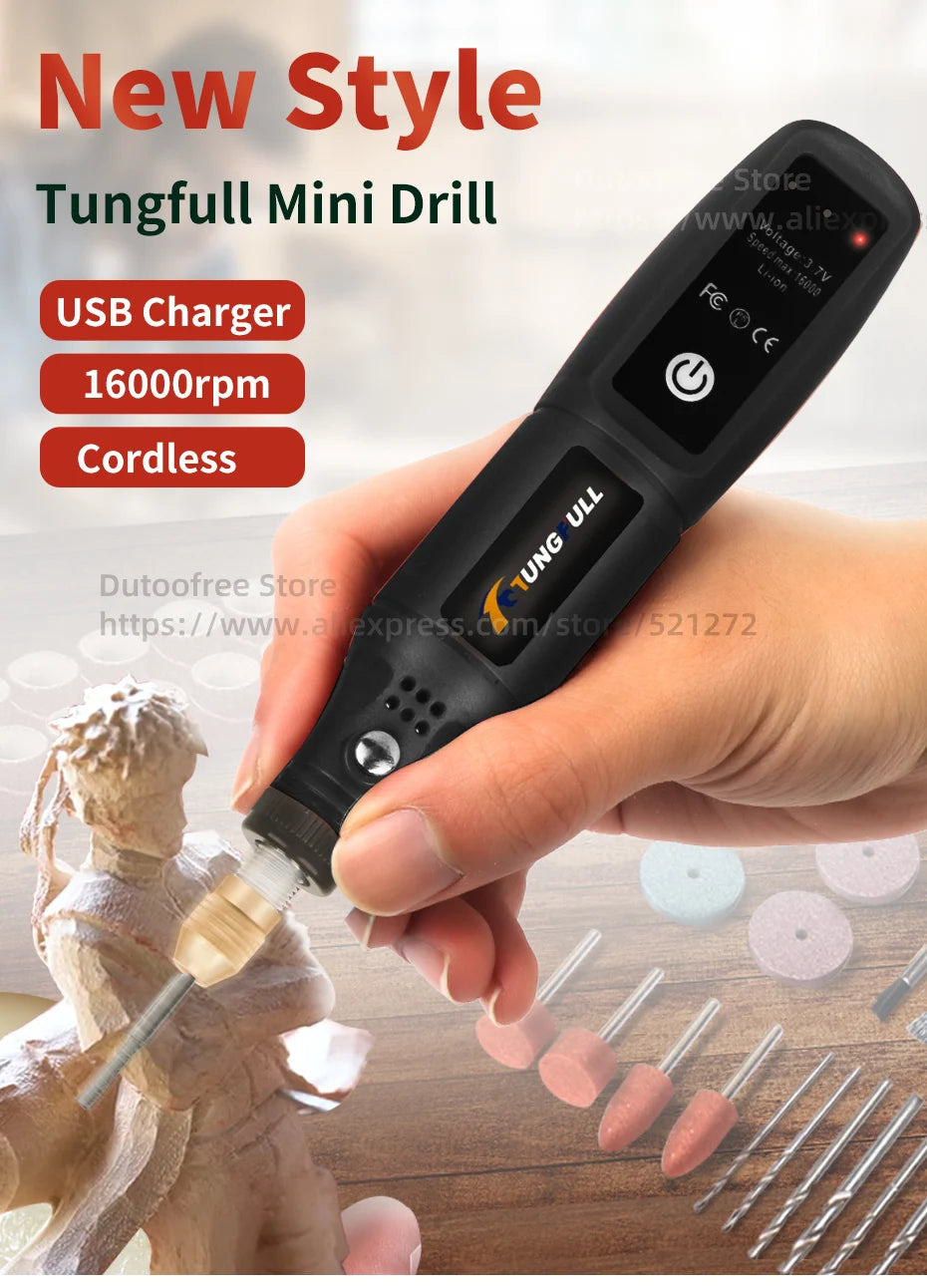 Strumento per incisione USB, utensile Dremel, trapano a batteria, utensile rotante, mini trapano elettrico senza fili, lucidatrice ricaricabile