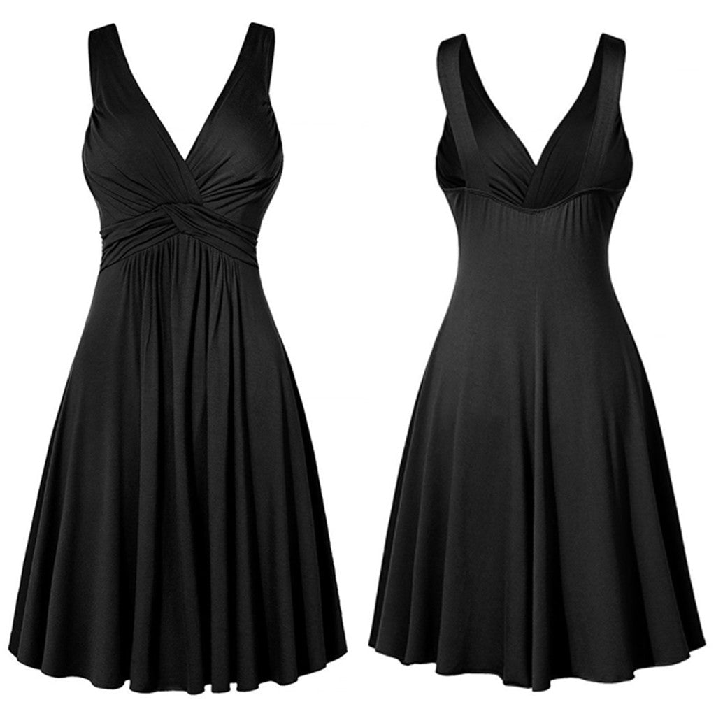 Plus Size Sling Pleated Slim Flare Skirt Dresses Women V-neck Cocktail Party Dress Gown Retro Vestidos de fiesta Female Sundress