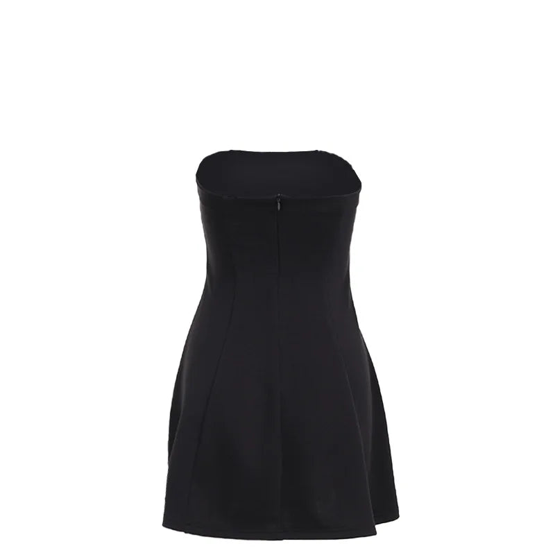 Sleeveless Sexy Tube Top Mini Dresses Solid Patchwork High Waist Summer Fashion Female Bodycon Plunge Vacation Strapless Dress