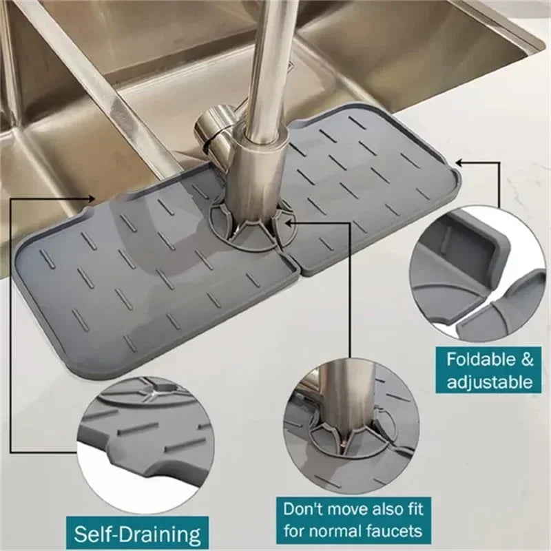 Almohadilla absorbente de silicona para grifo de cocina, repisa, fregadero, protector de salpicaduras, tapete de drenaje para baño, accesorios