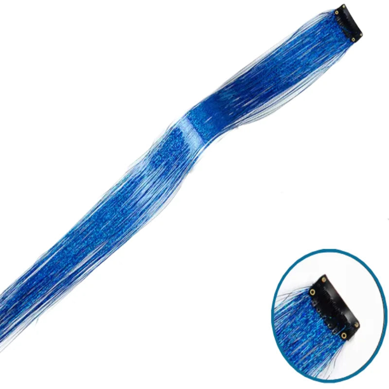Shiny Sparkle Hair Synthetic Hair Glitter Hair Extension Woman Clip in hair Hairpieces