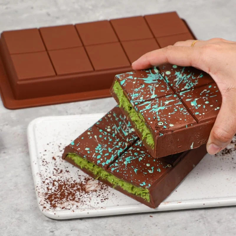 Stampi per barrette di cioccolato, barrette in silicone, stampo per cera fusa, facile da staccare, rettangolari, durevoli, per proteine ed energia, regalo fatto a mano