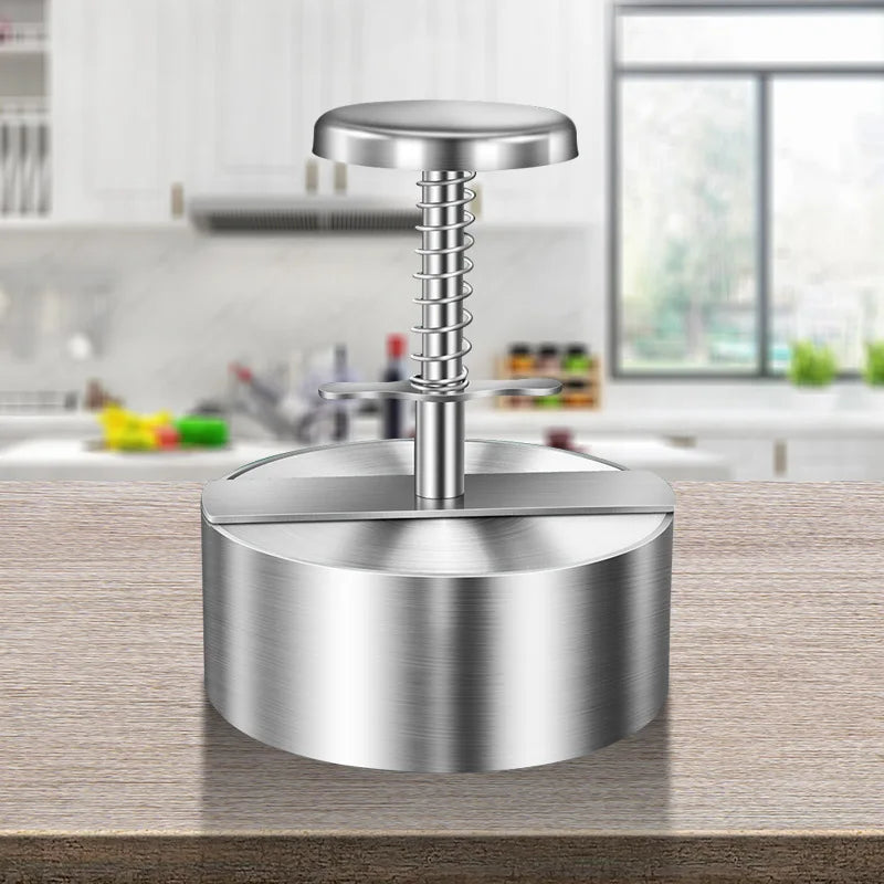 Hamburger Patty Maker Press 304 Stainless Steel Non-Stick Round Manual Rice Ball Mold Thickness Adjusted Kitchen Beef BBQ Tools