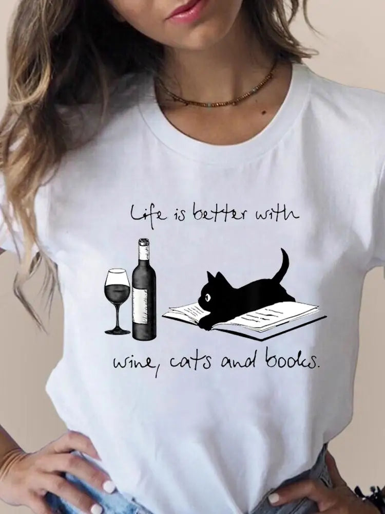 Print T Fashion 3D Cat Lovely Trend Cute Women's Clothing Short Sleeve Clothes Summer T-shirts Ladies Female Graphic Tee