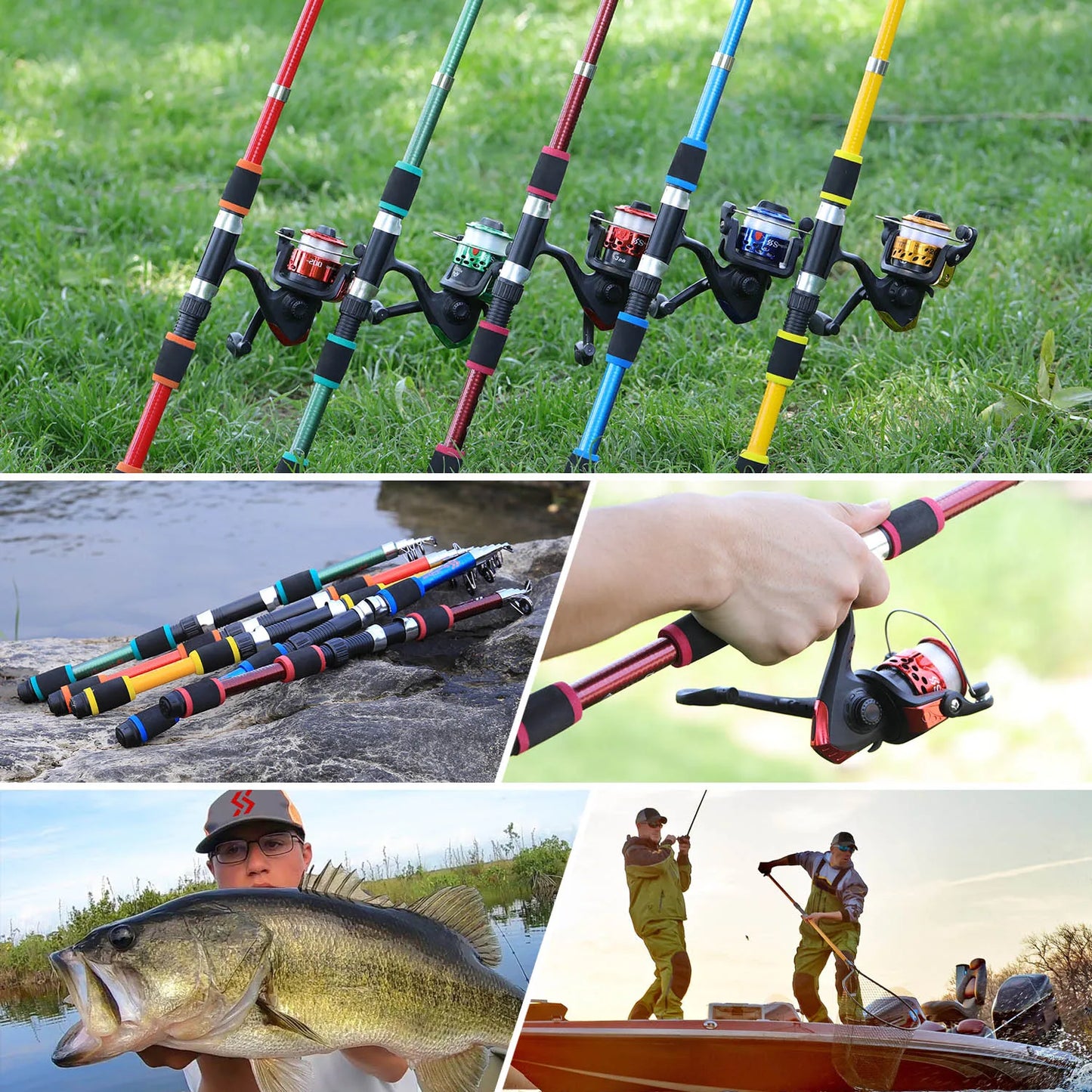 Sougayilang Spinning Fishing Rod and Reel Combo1.8M Telescopic Rod with 5.2:1 3BB Fishign Reel Max Drag 5kg Full Fishing Kit