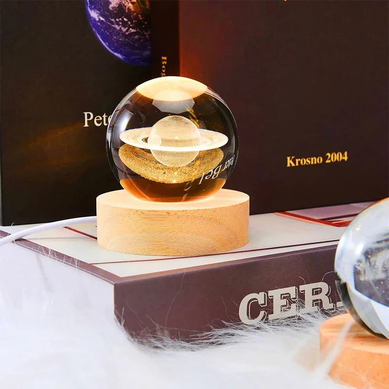 Unique 3D Crystal Ball Lamp with Galaxy and Planetary Projections USB Night Light for Cozy Atmosphere plasma ball