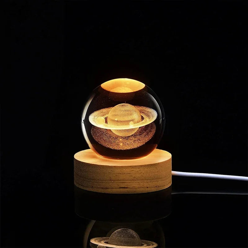 Unique 3D Crystal Ball Lamp with Galaxy and Planetary Projections USB Night Light for Cozy Atmosphere plasma ball
