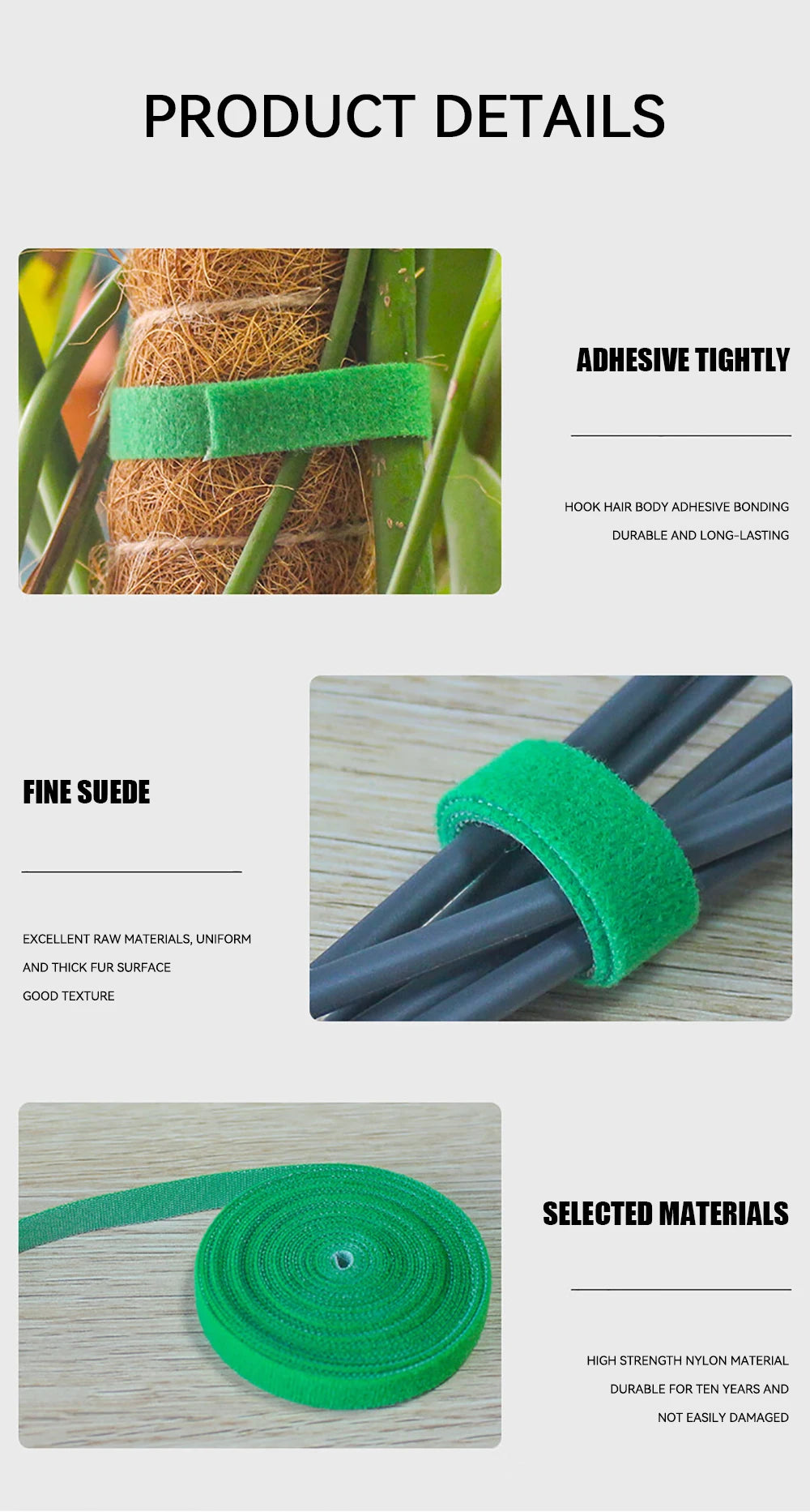 Garden Tape Nylon Cable Tie for Plants Flowers Growing Climbing Reusable Plant Support Hook-and-loop Fastener Garden Accessories