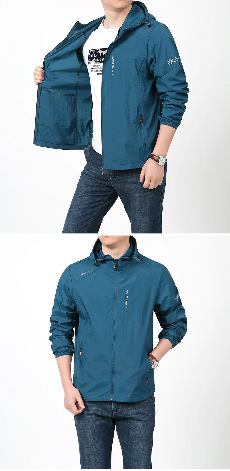 2023 Quick Dry Lightweight Jacket Men Summer Camping Fishing Sun Protection Jacket Ultra Light Hooded Casual Outwear Skin Coats