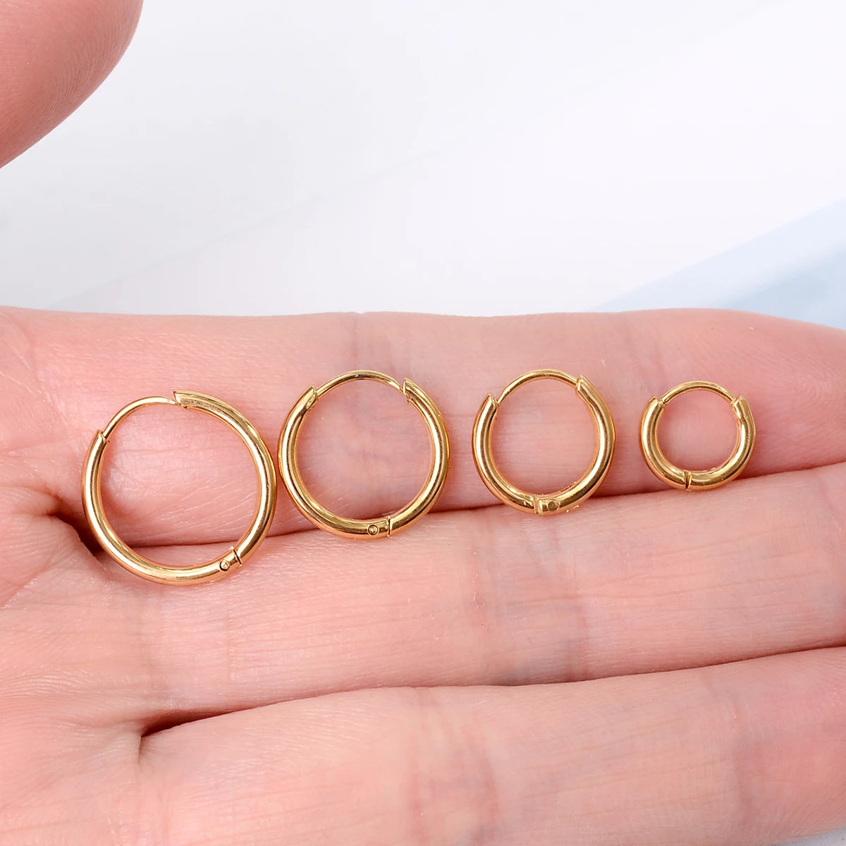 Minimalist Stainless Steel Huggie Hoop Earrings For Women Men Gold Color Tiny Round Circle Earring Punk Rock Statement Jewelry
