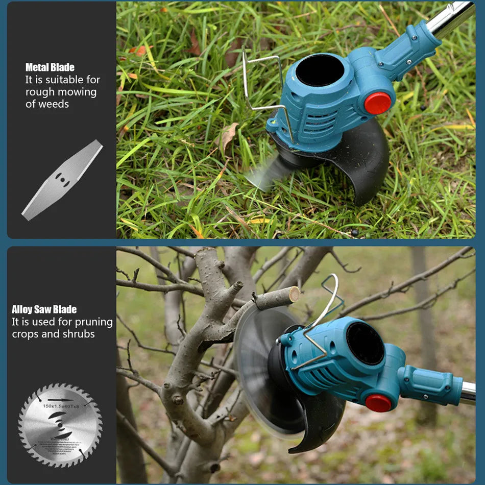 1850W Electric Lawn Mower Length Adjustable Handheld Cutter Cordless Garden Grass Cutting Trimmer For Makita 18V Battery
