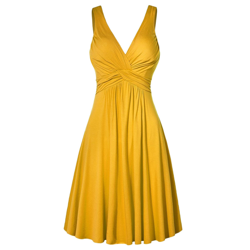 Plus Size Sling Pleated Slim Flare Skirt Dresses Women V-neck Cocktail Party Dress Gown Retro Vestidos de fiesta Female Sundress