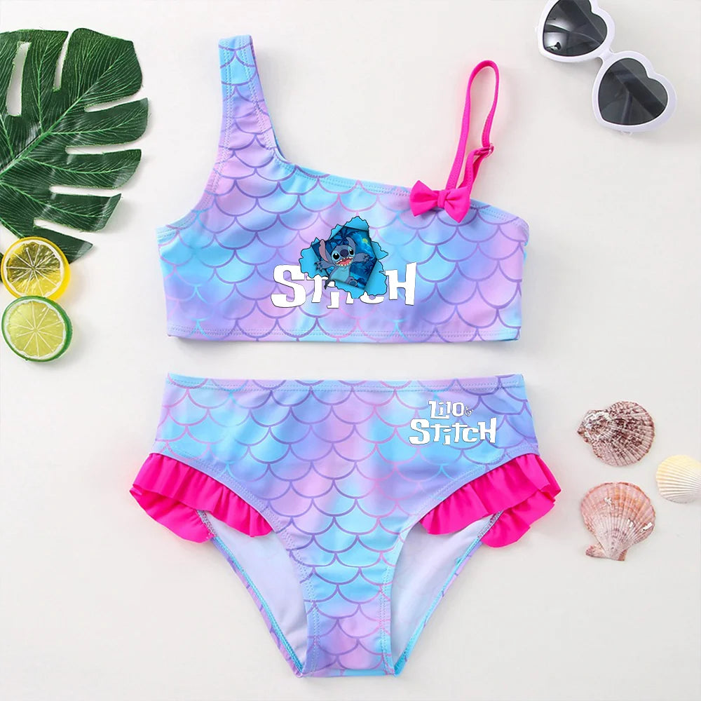 Lilo Stitch Girls Tankini Swimsuits Summer Beach wear Children Kids Wear Bathing Suits Two-pieces Bikini Dresses Fashion