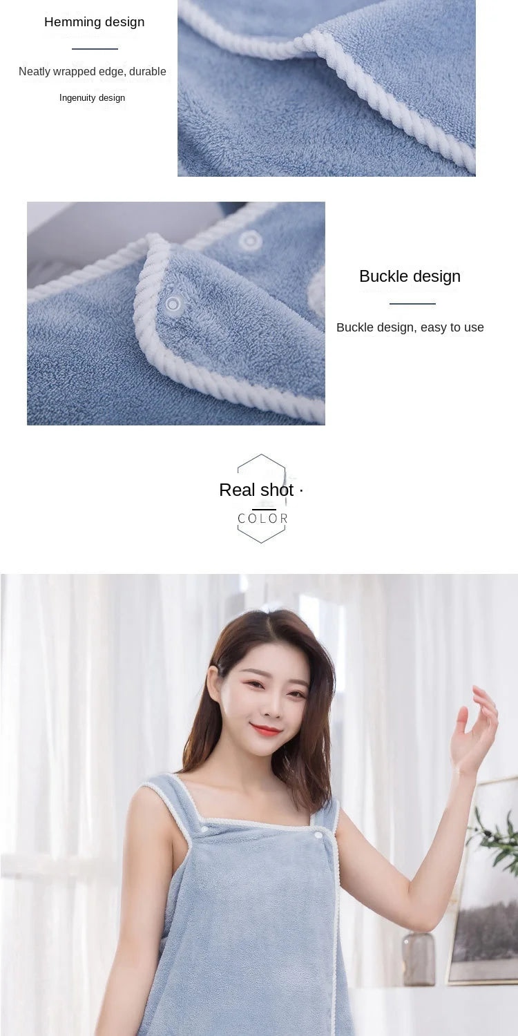 2024 Coral Velvet Bath Skirt Soft Absorbent Thickened with Edging Adult Women Chest Wrapped Wearable Bath Towel