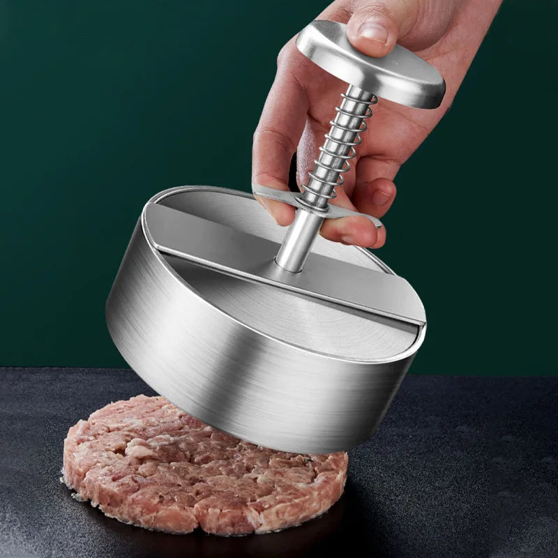 Hamburger Patty Maker Press 304 Stainless Steel Non-Stick Round Manual Rice Ball Mold Thickness Adjusted Kitchen Beef BBQ Tools