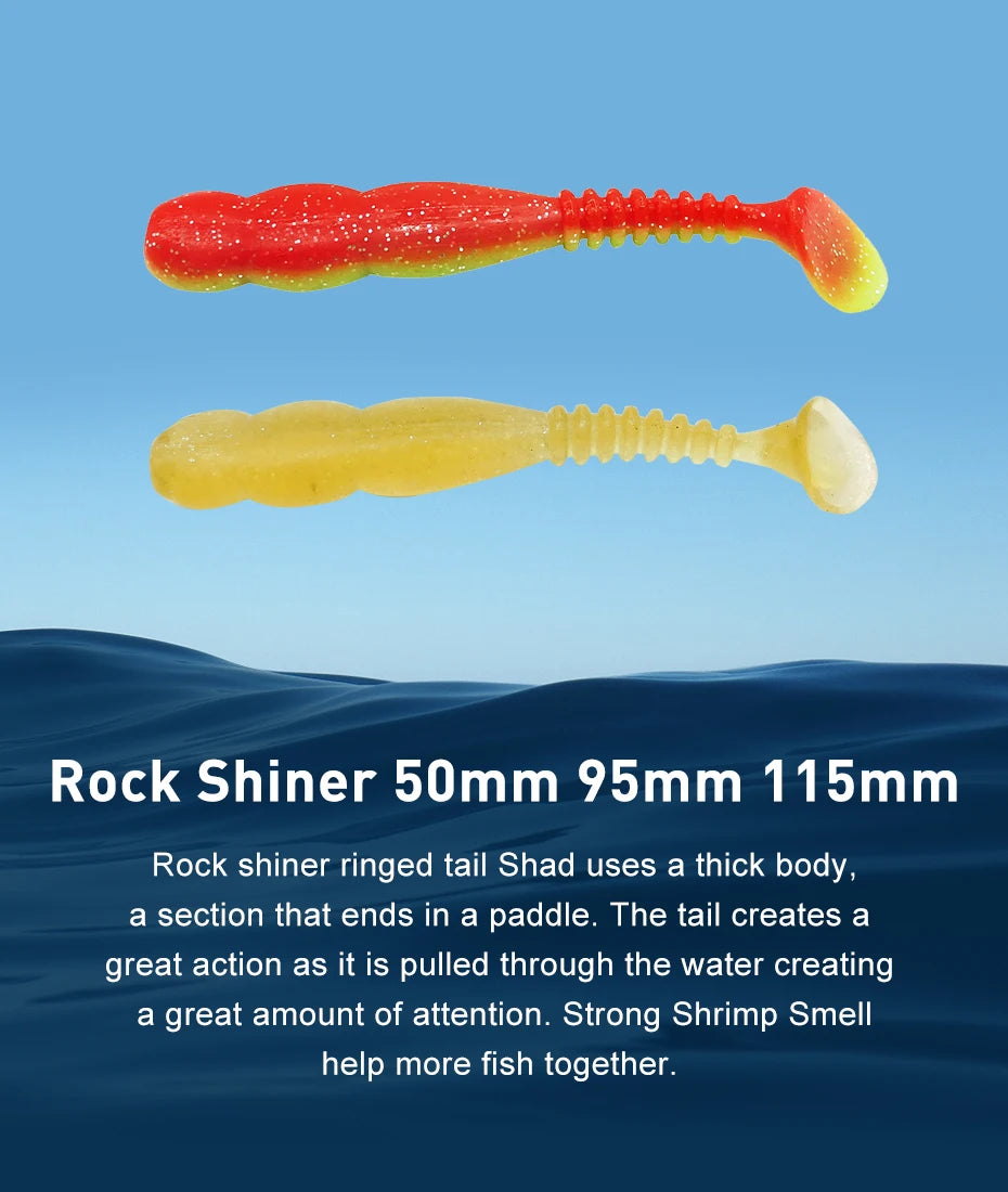 KESFISHING Fishing Lures Rock Shiner 50 95 115mm Pesca Artificial Soft Silicone Bass Baits Quality Smell and Salts T Tail Shad