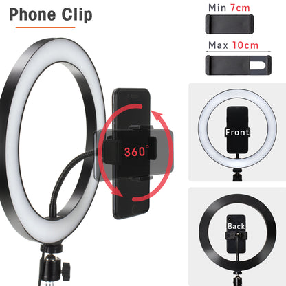 LED Photography Light Selfie Ring Light Lamp With Tripod For Phone Holder Stand Photo Lamp Ringlight For Live Video Streaming