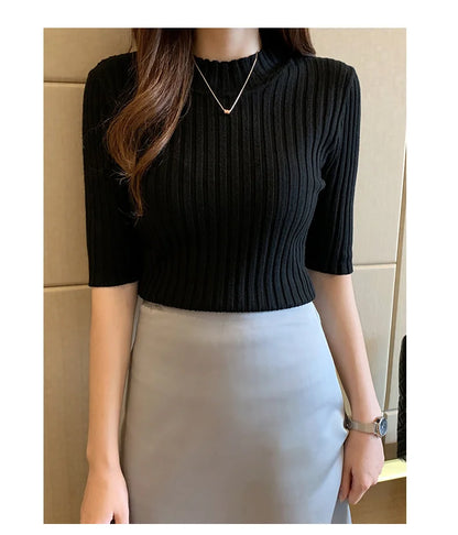 Blusas Mujer Blouses Top FemmeTops Women Blusas Mujer De Moda 2024 Verano Short Sleeve Knit Blouse Women Knitted Pullovers E525