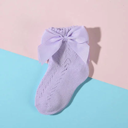 Lawadka Summer Mesh Newborn Baby Girls Socks Fashion Bow Thin Children's Socks for Girls Infant Princess White Red Black 0-5Year