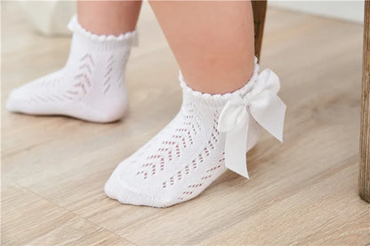 Lawadka Summer Mesh Newborn Baby Girls Socks Fashion Bow Thin Children's Socks for Girls Infant Princess White Red Black 0-5Year
