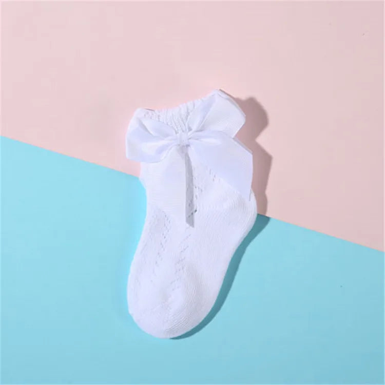 Lawadka Summer Mesh Newborn Baby Girls Socks Fashion Bow Thin Children's Socks for Girls Infant Princess White Red Black 0-5Year
