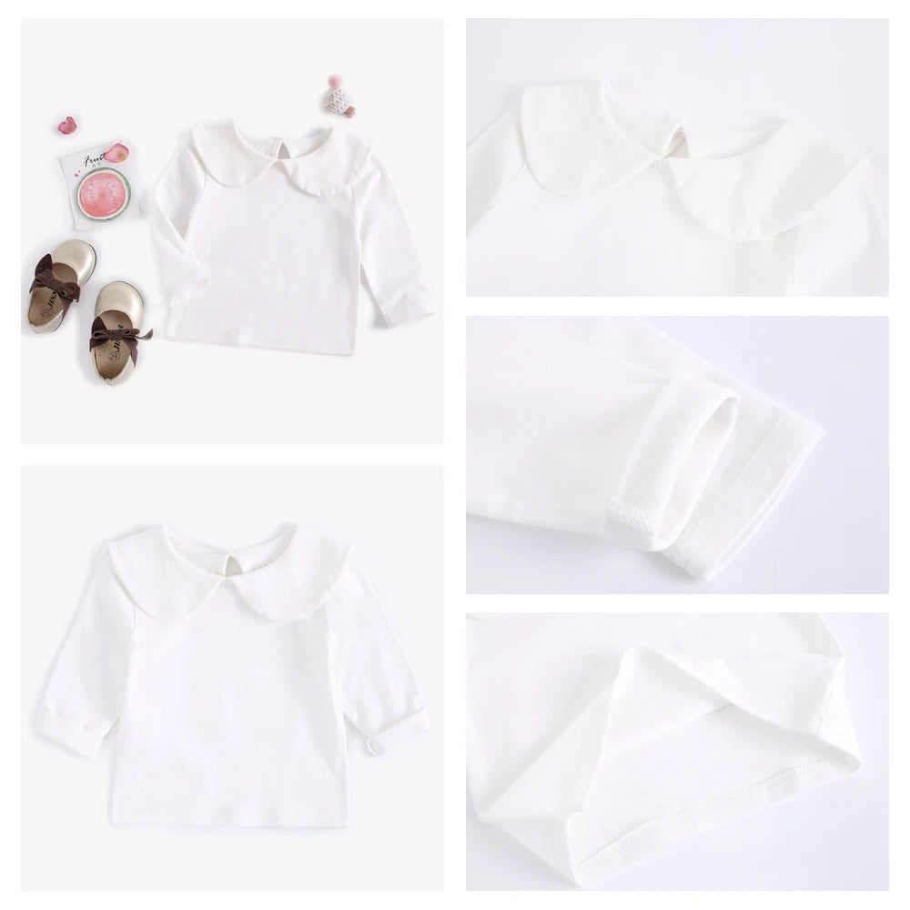 Sanlutoz Soft Cotton Baby Girls T-shirt Cute Infants Tops Clothing White Newborn Toddler Shirts Clothes Casual