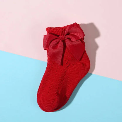 Lawadka Summer Mesh Newborn Baby Girls Socks Fashion Bow Thin Children's Socks for Girls Infant Princess White Red Black 0-5Year