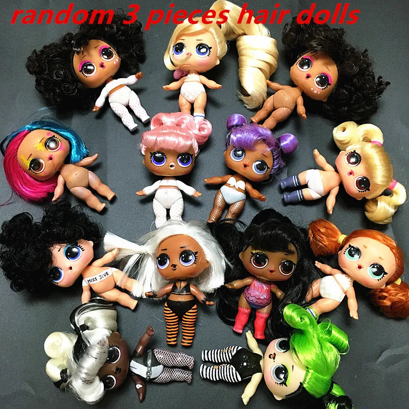 Collection Series 5 Hairgoals Change Color 8cm Big Sister Hair Dolls Lols Bhaddie Doll Set Splatters set Kids Playing Toy Gift