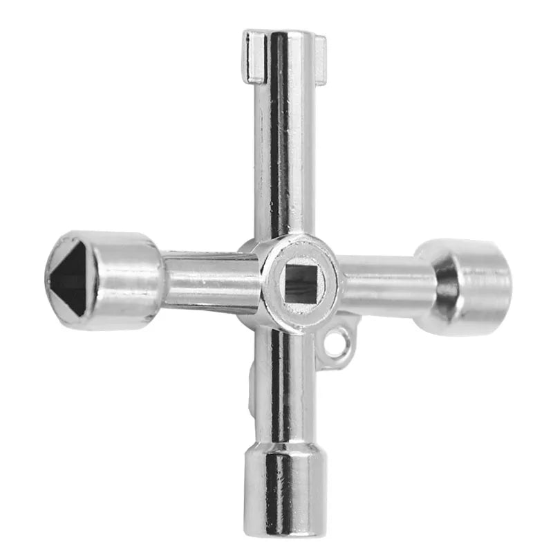 Llave universal de 4 vías para válvula de cabina de ascensor eléctrico de tren, triángulo de aleación