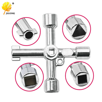 Llave universal de 4 vías para válvula de cabina de ascensor eléctrico de tren, triángulo de aleación