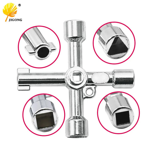 Llave universal de 4 vías para válvula de cabina de ascensor eléctrico de tren, triángulo de aleación