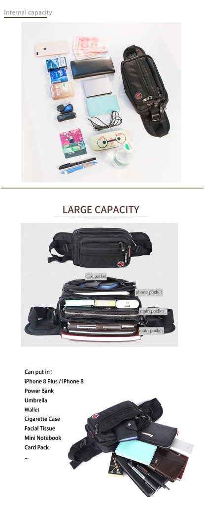 Waist Pack Casual Functional Fashion Men Waterproof Fanny Pack Women Belt Bum Bag Male Phone Wallet Pouch Bags Unisex 98011