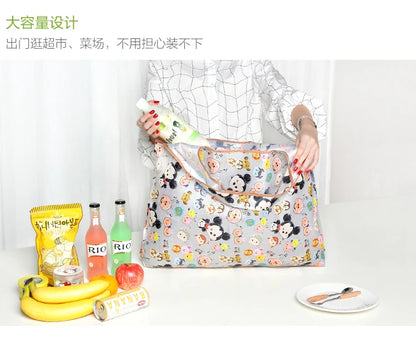 50*60cm Disney cartoon  bag Stitch shopping Mickey mouse bag storage High capacity green bag hand cartoon shoulder