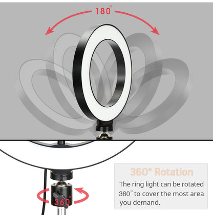 LED Photography Light Selfie Ring Light Lamp With Tripod For Phone Holder Stand Photo Lamp Ringlight For Live Video Streaming