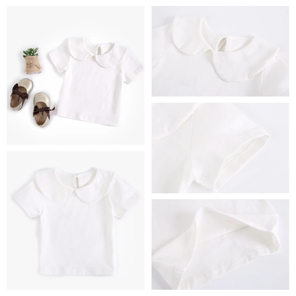 Sanlutoz Soft Cotton Baby Girls T-shirt Cute Infants Tops Clothing White Newborn Toddler Shirts Clothes Casual