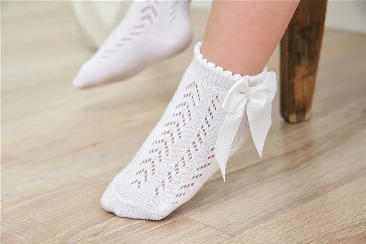 Lawadka Summer Mesh Newborn Baby Girls Socks Fashion Bow Thin Children's Socks for Girls Infant Princess White Red Black 0-5Year