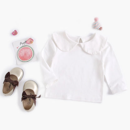 Sanlutoz Soft Cotton Baby Girls T-shirt Cute Infants Tops Clothing White Newborn Toddler Shirts Clothes Casual