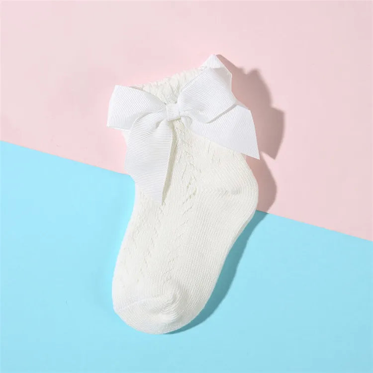 Lawadka Summer Mesh Newborn Baby Girls Socks Fashion Bow Thin Children's Socks for Girls Infant Princess White Red Black 0-5Year