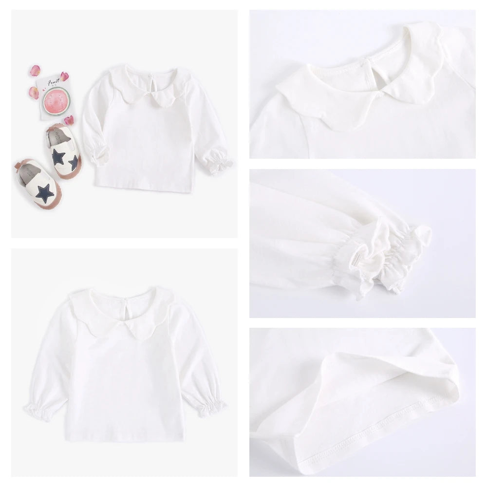 Sanlutoz Soft Cotton Baby Girls T-shirt Cute Infants Tops Clothing White Newborn Toddler Shirts Clothes Casual
