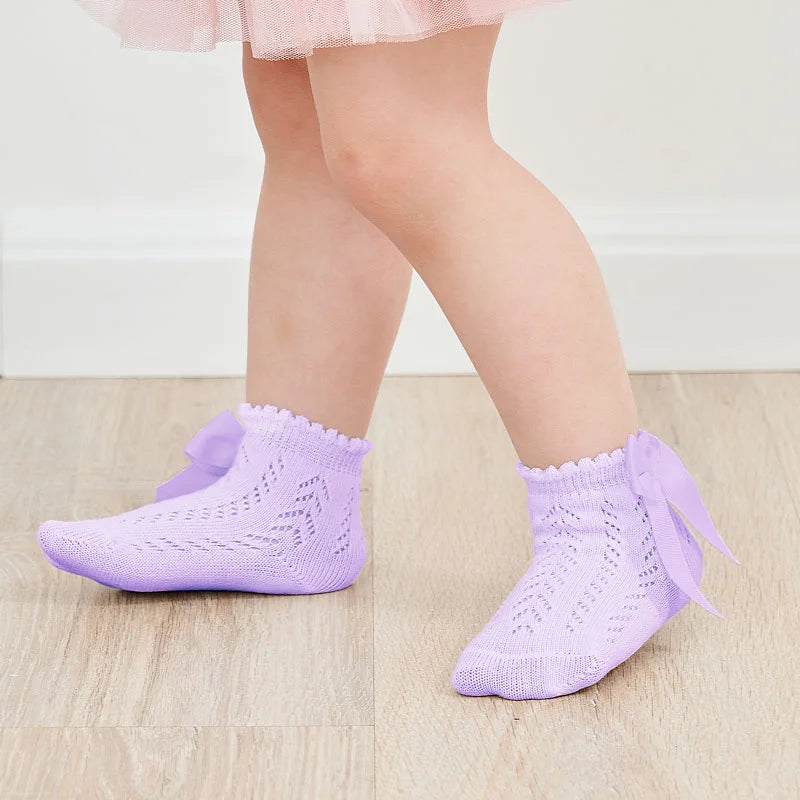 Lawadka Summer Mesh Newborn Baby Girls Socks Fashion Bow Thin Children's Socks for Girls Infant Princess White Red Black 0-5Year